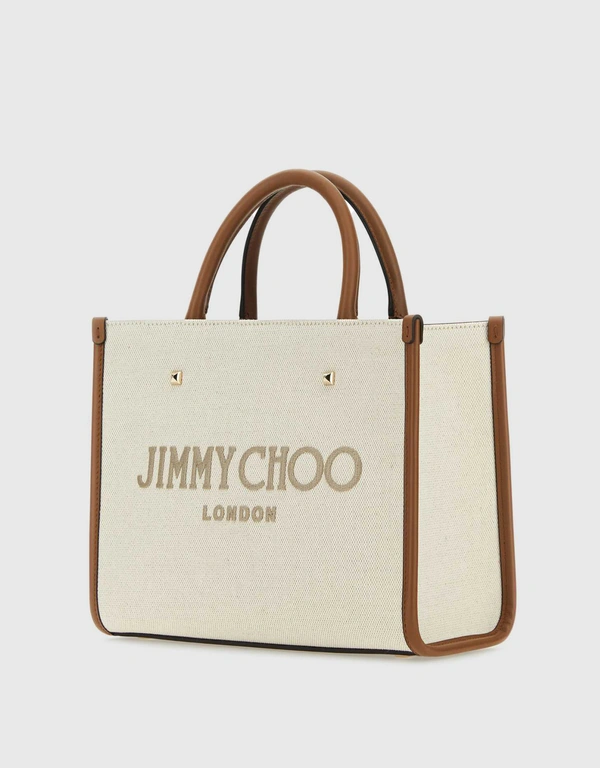 JIMMY CHOO Avenue Logo Printed Canvas Tote Bag