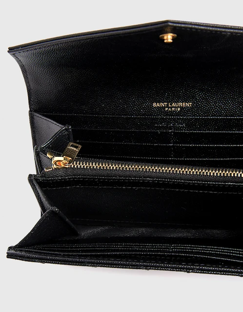 Cassandre Saint Laurent Matelassé Large Embossed Grain Calfskin Leather Flap Wallet