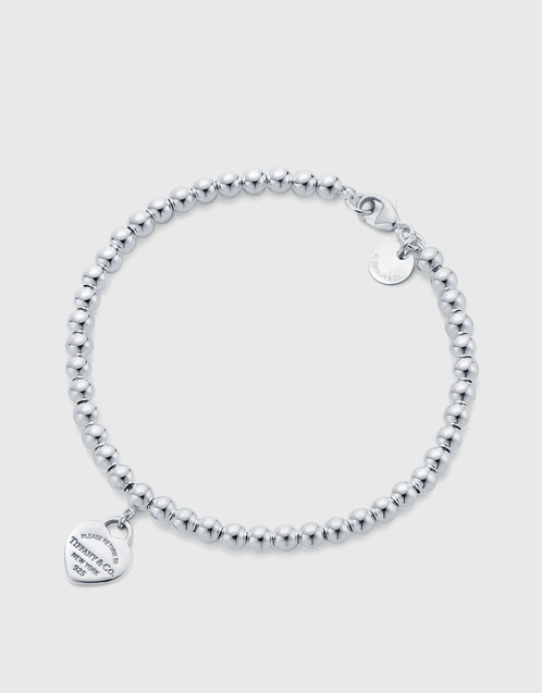 Return To Tiffany Sterling Silver Pink Heart Tag Bead Bracelet