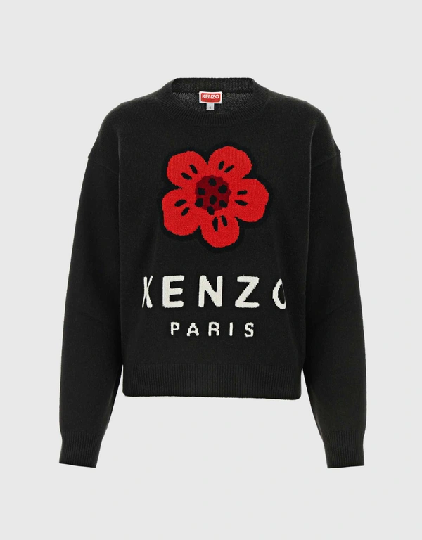 Kenzo Logo Floral Wool Knit Sweater