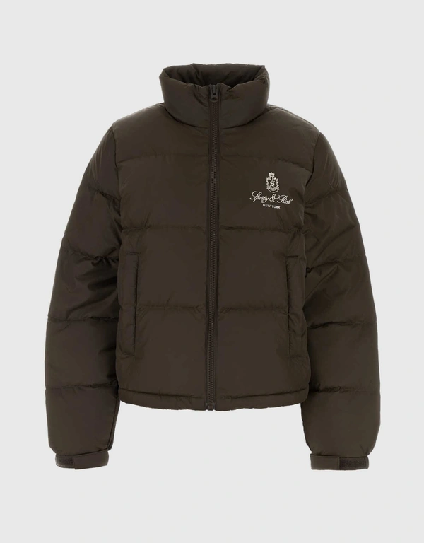 Sporty & Rich Logo-Embroidered Nylon Puffer Jacket