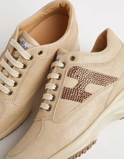 Interactive Leather Lace-Up Sneakers