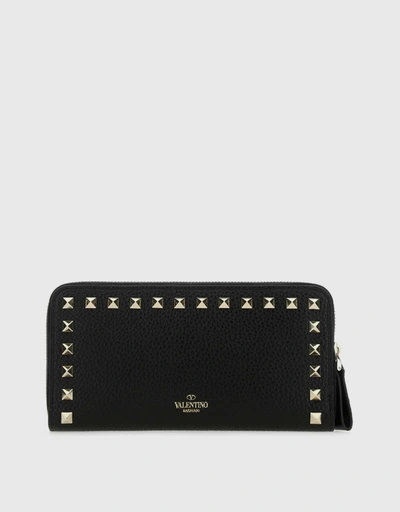 Studs Trimmings Full Zip Up Leather Wallet