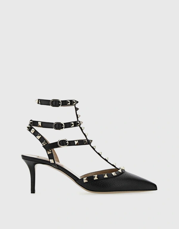 Valentino Rockstud Metal Studs On The Trimmings Calfskin Pointed Toe High Heel Pumps