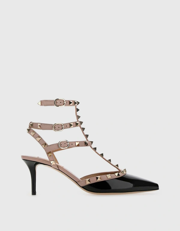 Valentino Rockstud Metal Studs On The Trimmings Patent Leather Pointed Toe High Heel Pumps