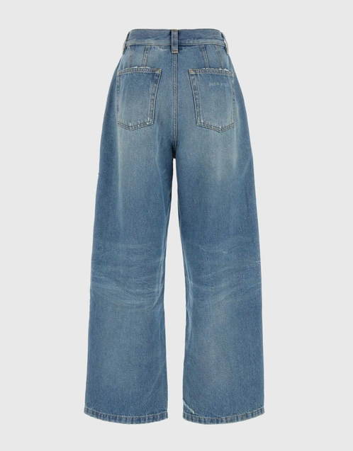 Distressed Wide Leg High-Rise Denim Jeans
