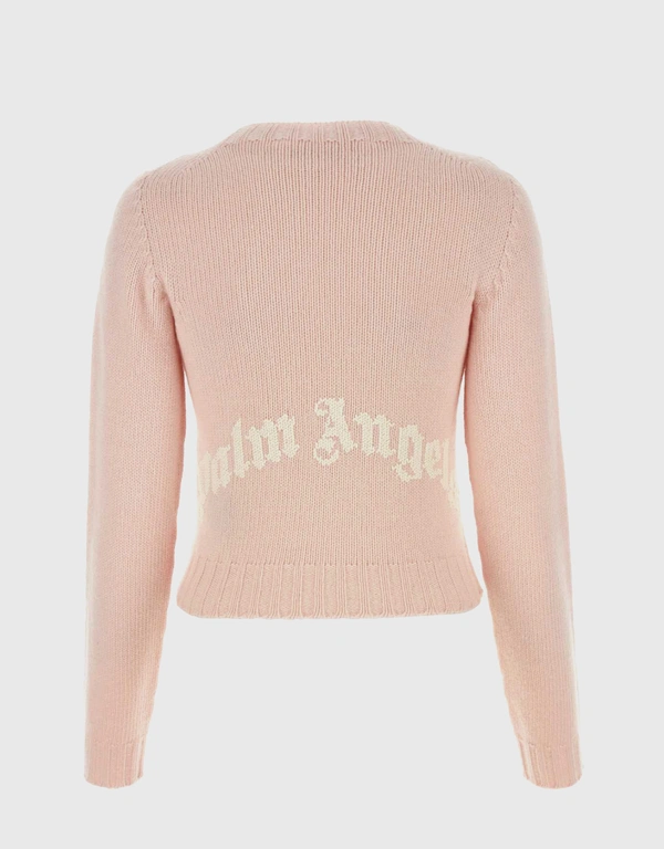 Palm Angels Back Embroidery Crewneck Knitted Sweater