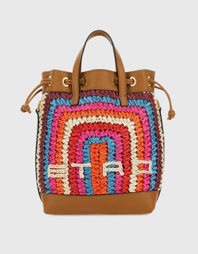 Crochet Logo-Detail Drawstring Tote Bag