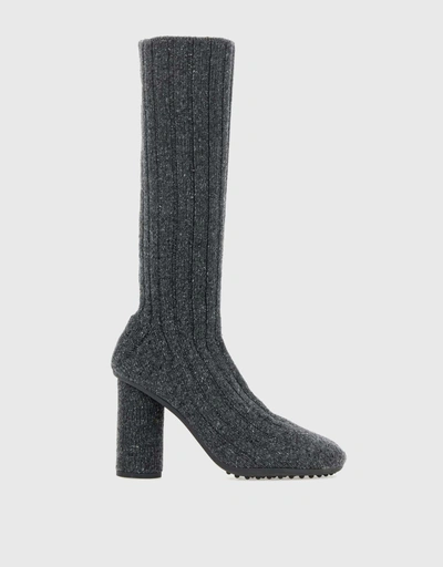 Atomic Ribbed-Knit High Heeled Knee Boots