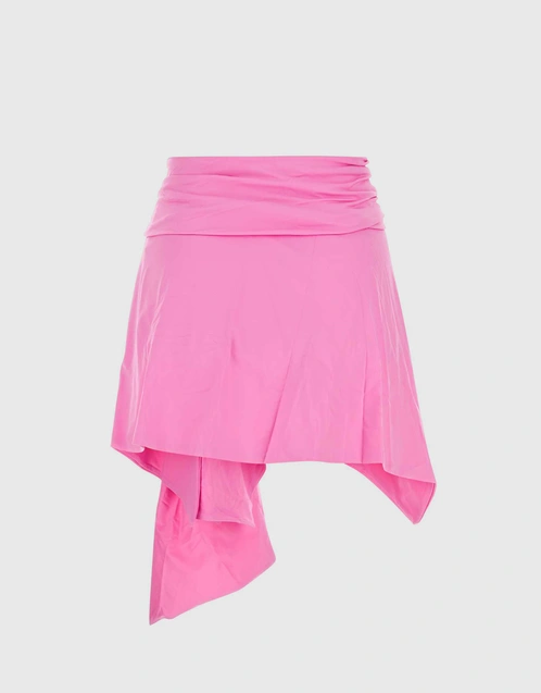 Stretch Nylon Asymmetric Mini Skirt