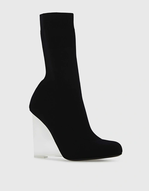 Stretch Nylon High-Heeled Ankle Boots