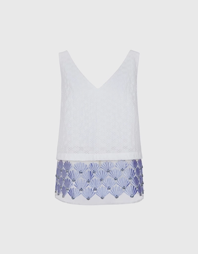 Shell Embellished Broiderie Anglais Atlas Vest