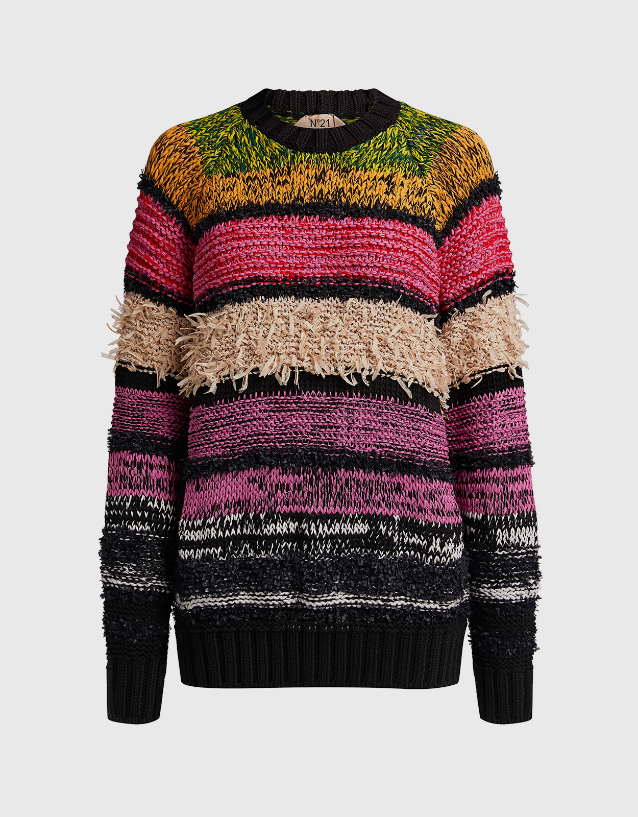 No.21 Oversized Chunky-knit Striped Sweater (Knitwear,Sweaters) IFCHIC.COM
