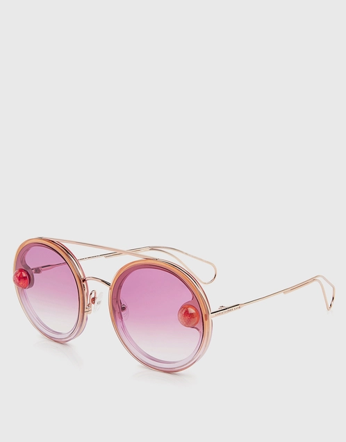 Fendi Rose Thick Rim Logo Lens Sunglasses