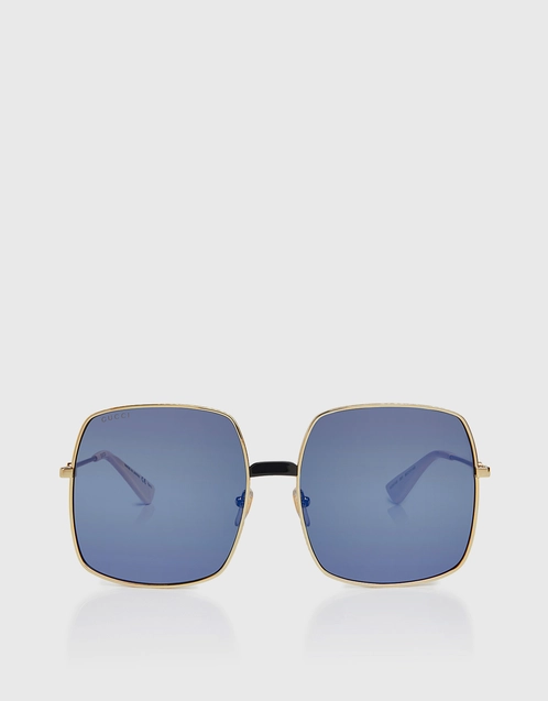 Gucci Mirrored Metal Square Frame Sunglasses (Sunglasses,Square Frame)