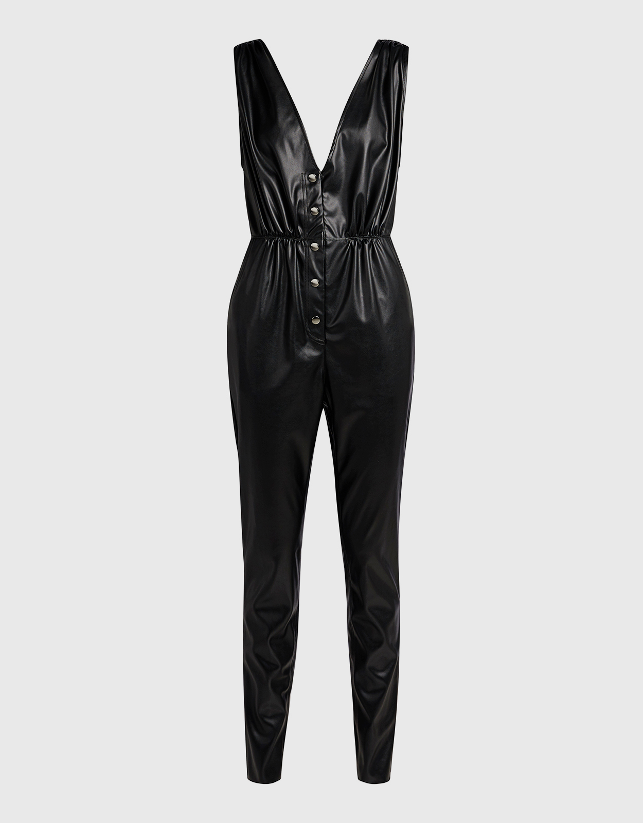 Emery Faux Leather Jumpsuit- Black
