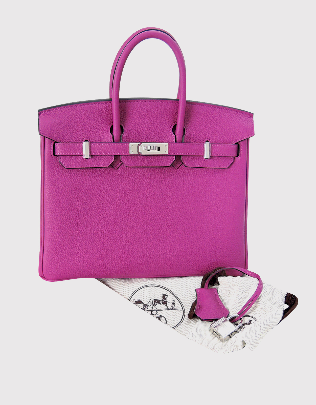 Hermes Birkin bag 25 Rose purple Togo leather Silver hardware