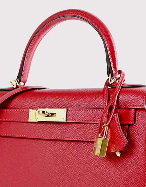 Hermes Kelly Bag Togo Leather Gold Hardware In Red