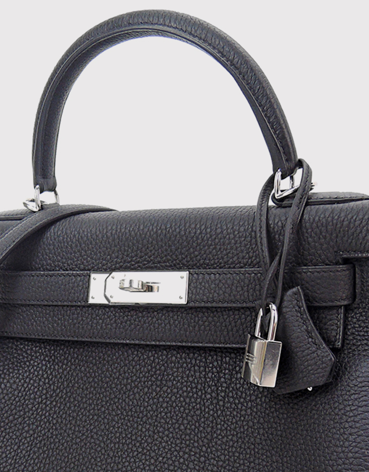 Hermès Hermès Kelly 28 Epsom Leather Handbag-Noir Silver Hardware (Top  Handle)