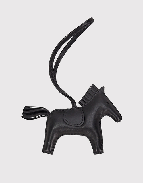 Hermes Horse-head Leather Bag Charm Dark Gold