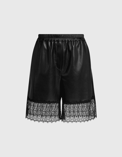 Self-Portrait Bermuda Faux Leather Lace Trim Shorts (Shorts,Mini and Shorts)