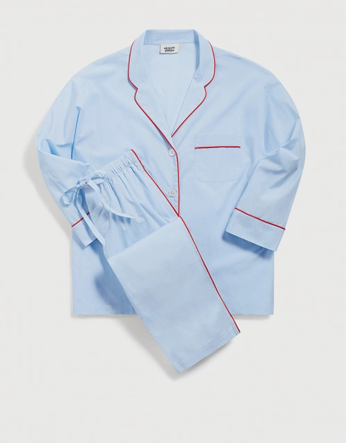 SLEEPY JONES  Washable Silk Marina Pajama Set in Blue & White Tie Stripe –  Sleepy Jones